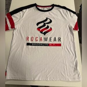 Vintage Y2K Rocawear Embossed Logo Graphic T-Shirt|Large